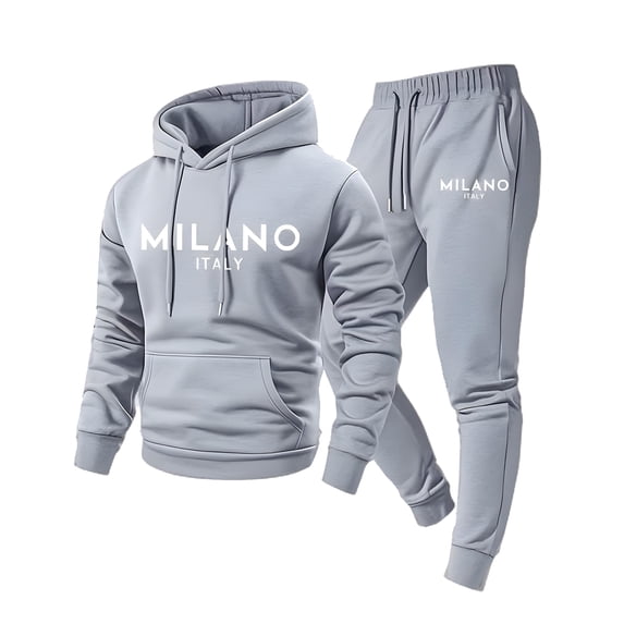 Fabrcox Mens Two Piece Sweatsuit Set Fleece Long Sleeve Sweatshirt Hoodie Joggers Sweatpants Set Winter Warm Outdoor Mens Track Suits Gray XXXL