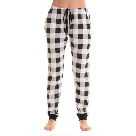 Fabrcox Plaid Pj Pants for Women Baggy Joggers Pj Bottoms with Pockets Drawstring Elastic Waist Home Soft Sleep Pants Gray M