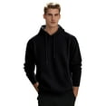 thumbnail image 1 of Fabrcox Plus Size M-3xl Lightweight Hoodies for Men Long Sleeve Fleece Lined Winter Hooded with Pockets Casual Light Weight Basic Loose Fit Hooded Black M, 1 of 3