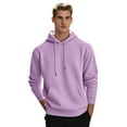 thumbnail image 1 of Fabrcox Plus Size M-3xl Long Sleeve Hoodies for Men Long Sleeve Fleece Lined Winter Hooded with Pockets Casual Light Weight Basic Loose Fit Hooded Light Purple M, 1 of 3