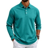 Fabrcox Polo Shirts for Men Long Sleeve Button Collared Men's Golf Shirts Relaxed Fit Casual Outdoor Athletic Work Dress Shirts for Men XXL