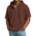 thumbnail image 1 of Fabrcox Quarter Zip Pullover Men Hoodie Short Sleeve Sweatshirt Mens Hoodie Lightweight Drawstring Gym Athletic Mens Pullover Hoodies M, 1 of 8