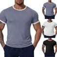 thumbnail image 1 of Fabrcox Quick Dry Mens Shirts Crew Neck Mens Short Sleeve Shirts Color Block Summer Going Out Fitness Big and Tall Men's Shirts, 1 of 5