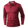 thumbnail image 1 of Fabrcox Red Polo Shirts for Men Fall Long Sleeve Button Down Golf Shirts Solid Color Casual Holiday Pullover Trendy Slim Fit T-Shirts,Red L, 1 of 3