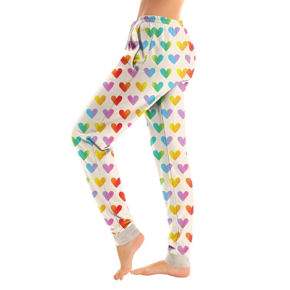 Fabrcox S-3xl Joggers Women's Heart Print Pajama Pants Heart Printed Drawstring Pajama Pants with Pockets Casual Trendy Cozy Sleepwear Bottoms Multicolor S