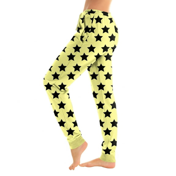 Fabrcox S-3xl Joggers Women's Valentines Day Pj Pants Heart Printed Drawstring Pajama Pants with Pockets Valentines Day Soft Comfy Sleep Bottoms Loungewear Pants Yellow M
