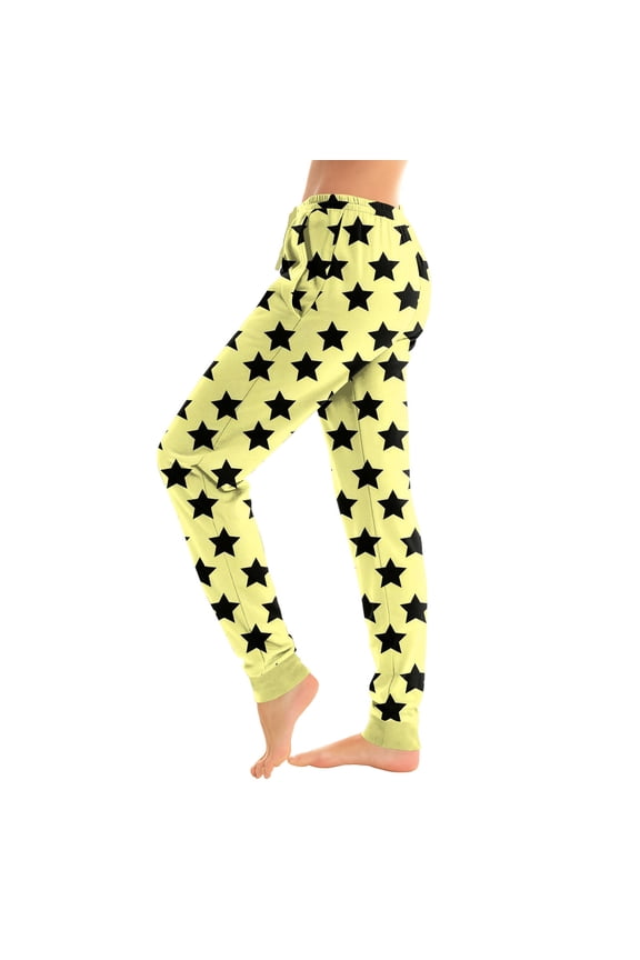 S-3xl Joggers Women's Valentines Day Pj Pants Heart Printed Drawstring Pajama Pants with Pockets Valentines Day Soft Comfy Sleep Bottoms Loungewear Pants Yellow M