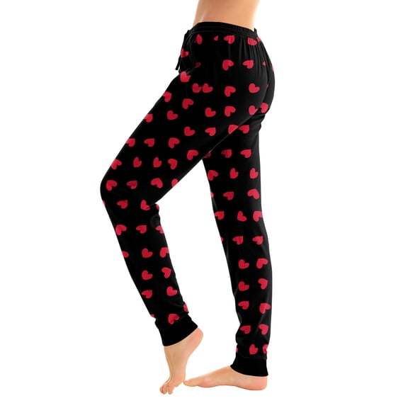 Fabrcox S-3xl Joggers Women's Valentines Day Pj Pants Star Printed Drawstring Pajama Pants with Pockets Casual Trendy Cozy Sleepwear Bottoms Deep Red S