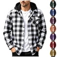 thumbnail image 1 of Fabrcox S-4XL Men Flannel Shirt Jacket with Hooded Long Sleeve Button Down Men Shacket Plaid with Chest Pocket Casual Oversized Hoodie Coat Green XXXL, 1 of 10