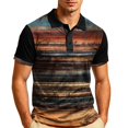 thumbnail image 1 of Fabrcox S-4XL Men Polo Shirts Short Sleeve Color Block Golf Shirts Men Striped Lightweight Casual Athletic Gym Mens Shirts Big and Tall Brown XXL, 1 of 4