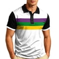 thumbnail image 1 of Fabrcox S-4XL Men Polo Shirts Short Sleeve Color Block Golf Shirts for Men Striped Lightweight Casual Athletic Sports Men's Big and Tall Shirts Purple XXXL, 1 of 4