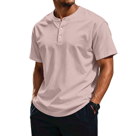 Fabrcox S-4XL Men's Henley Shirts 3 Button Mens Shirts Short Sleeve Basic Breathable Lightweight Athletic Big and Tall Shirts for Men M