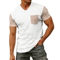 thumbnail image 1 of Fabrcox S-4XL Mens Short Sleeve Shirt Big and Tall V Neck T Shirts for Men Color Block Outdoor Running Mens Summer Shirts with Pocket, 1 of 8