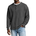 thumbnail image 1 of Fabrcox S-4XL Waffle Shirts for Men Long Sleeve V Neck Button Henley T Shirts for Men Spring Workout Going Out Gym T Shirt for Men Black XXXL, 1 of 7