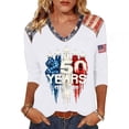 thumbnail image 1 of Fabrcox S-5XL 1776-2026 250 Anniversary USA T Shirt Flag Print 3/4 Sleeve 4th of July Shirts Women Independence Day Celebration Freedom Patriotic Shirts for Women, 1 of 5