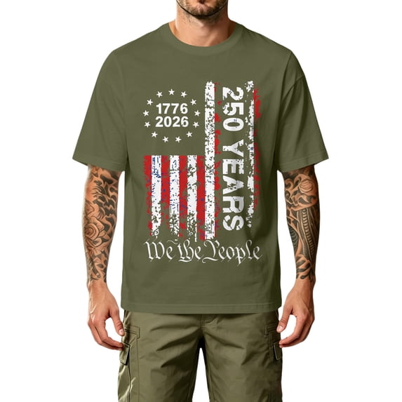Fabrcox S-5XL 1776-2026 250th Anniversary USA Shirt Flag Print Short Sleeve 4th of July Tee Shirts for Men Independence Day Celebration Freedom Patriotic Shirts for Men Big and Tall