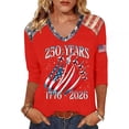 thumbnail image 1 of Fabrcox S-5XL 1776-2026 USA 250th Anniversary Shirt Flag Print 3/4 Sleeve 4th of July Womens Shirt We the People Celebration Freedom Patriotic Shirts for Women, 1 of 5