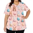thumbnail image 1 of Fabrcox S-5XL Bunny Egg Hunt Print Holiday Scrubs Tops for Women V Neck Short Sleeve Easter Holiday Nurse Working Uniform with Pocket, 1 of 6