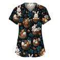 thumbnail image 1 of Fabrcox S-5XL Bunny Egg Hunt Print Holiday Womens Scrub Tops V Neck Short Sleeve Easter Womens Nursing Uniforms Shirts with Pocket, 1 of 6