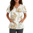 thumbnail image 1 of Fabrcox S-5XL Bunny Egg Hunt Print Holiday Womens Scrubs V Neck Short Sleeve Easter Nurse Uniforms with Pocket, 1 of 5