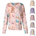 thumbnail image 1 of Fabrcox S-5XL Bunny Rabbit Scrub Jacket for Women Long Sleeve Snap Front Easter Animals Pattern Nurse Uniform with Pocket, 1 of 6