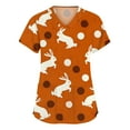 thumbnail image 1 of Fabrcox S-5XL Easter Bunny Eggs Print Holiday Scrub Tops Women Plus Size V Neck Short Sleeve Easter Nurse Working Uniforms with Pocket, 1 of 5
