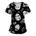 thumbnail image 1 of Fabrcox S-5XL Easter Scrub Top Plus Size Bunny Rabbit Eggs Graphic Holiday Womens Scrubs Tops V Neck Short Sleeve Nursing Uniforms for Women Stretch with Pockets, 1 of 3