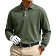thumbnail image 1 of Fabrcox S-5XL Men’s Polo Shirt Long Sleeve Golf Shirt Men Button Up Casual Loose Fit Athletic Gym Work Shirts for Men Big and Tall Green XXL, 1 of 4