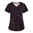 thumbnail image 1 of Fabrcox S-5XL Valentine Day Scrub Tops for Women Plus Size Love Heart Graphic Holiday Scrubs Tops V Neck Short Sleeve Nurses Working Uniforms with Pockets, 1 of 4