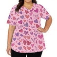 thumbnail image 1 of Fabrcox S-5XL Valentine Scrub Tops for Women Plus Size Love Heart Graphic Holiday Scrubs for Women Tops V Neck Short Sleeve Nurse Working Uniforms with Pockets, 1 of 5