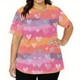 thumbnail image 1 of Fabrcox S-5XL Valentine Scrub Tops for Women Plus Size Love Heart Graphic Holiday Womens Scrub Tops V Neck Short Sleeve Nurse Uniform with Pockets, 1 of 5