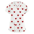 thumbnail image 1 of Fabrcox S-5XL Valentine Scrubs Tops for Women Heart Printed Womens Tops Work with Pocket Short Sleeve V Neck Stretch Nursing Uniforms for Women Top, 1 of 5