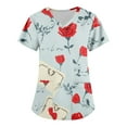 thumbnail image 1 of Fabrcox S-5XL Valentine Scrubs for Women Plus Size Love Heart Graphic Holiday Scrubs Tops for Women V Neck Short Sleeve Women's Nurse Uniform with Pockets, 1 of 3