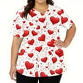 thumbnail image 1 of Fabrcox S-5XL Valentine Scrubs for Women Plus Size Love Heart Graphic Holiday Womens Scrub Tops V Neck Short Sleeve Nurse Working Uniforms with Pockets, 1 of 5