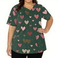 thumbnail image 1 of Fabrcox S-5XL Valentines Scrub Tops Women Plus Size Love Heart Graphic Holiday Scrub Tops for Women V Neck Short Sleeve Nurses Working Uniforms with Pockets, 1 of 5
