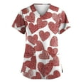 thumbnail image 1 of Fabrcox S-5XL Valentines Scrub Tops Women Plus Size Love Heart Graphic Holiday Scrub Tops for Women V Neck Short Sleeve Women’s Nurse Uniforms with Pockets, 1 of 3