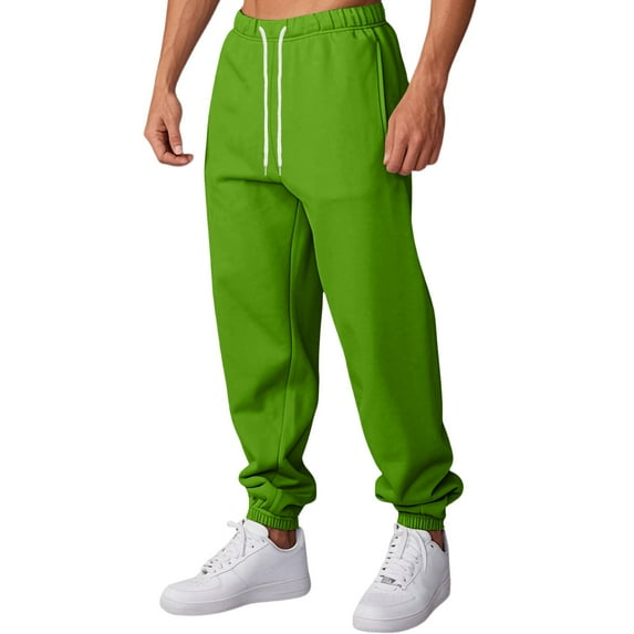 Fabrcox S-5xl Black Sweatpants Men Winter Fleece Lined Active Joggers Sweatpants Drawstring Pockets Athletic Casual Jogger Running Sweatpants Fluorescent Green 5XL