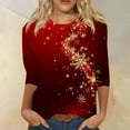 thumbnail image 1 of Fabrcox S-5xl Christmas Tree Printed T Shirts for Women Spring Xl Oversized 3/4 Sleeve Tops Round Neck Holiday Tunic Lightweight Basic Tops Deep Red L, 1 of 6