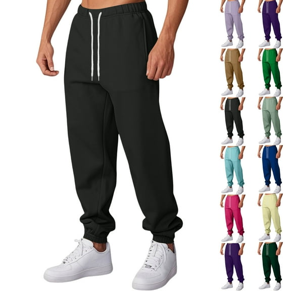 Fabrcox S-5xl Mens Big and Tall Sweatpants Winter Fleece Lined Active Joggers Sweatpants Drawstring Pockets Casual Running Workout Joggers Sweatpants Light Purple S