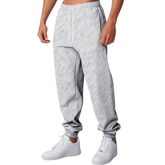 Fabrcox S-5xl Sweatpants for Men Big and Tall Winter Fleece Lined Active Joggers Sweatpants Drawstring Pockets Casual Drawstring Elastic Waist Sweatpant Gray XL