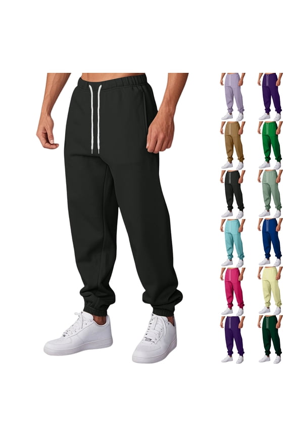 S-5xl Sweatpants Men Winter Fleece Lined Active Joggers Sweatpants Drawstring Pockets Casual Running Workout Joggers Sweatpants Hot Pink 4XL