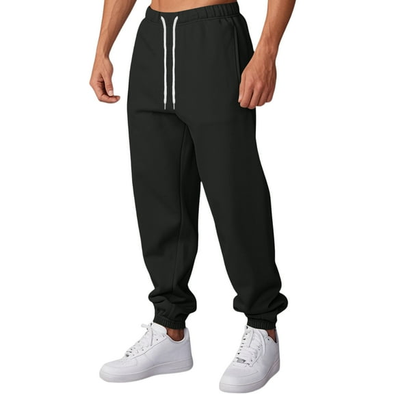 Fabrcox S-5xl Wide Leg Sweatpants for Men Winter Fleece Lined Active Joggers Sweatpants Drawstring Pockets Athletic Casual Jogger Running Sweatpants Dark Gray 5XL