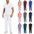 thumbnail image 1 of Fabrcox Scrubs Set for Men Nurse Uniform Jogger Suit Stretch Top & Pants Nurse Working Uniforms with Pocket, 1 of 6