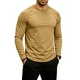 thumbnail image 1 of Fabrcox Shirt Long Sleeve Men Crew Neck Raglan Shirt Men Lightweight Breathable Sun Protection Going Out Running Men Workout Shirt Khaki XL, 1 of 7