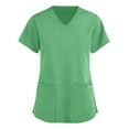 thumbnail image 1 of Fabrcox Short Sleeve Women’s Scrub Tops Slim Fit Short Sleeve V Neck Nurse Scrubs Tops with Pockets Fall Spring Working Uniform Green 4XL, 1 of 5