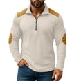 thumbnail image 1 of Fabrcox Slim Fit Polo Shirts for Men Quarter Zip Collared Color Patchwork T Shirts Fall Long Sleeve Casual Lightweight Trendy Polo Shirts,Khaki L, 1 of 3