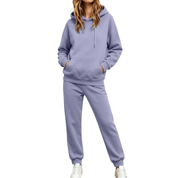 Fabrcox Sweat Suits for Womens 2 Piece Fleece Hoodie and Straight Leg Sweatpants Fall Winter Athletic Casual Lounge Women Tracksuit Navy XXL