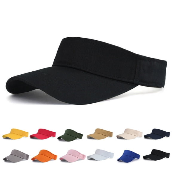 Fabrcox Unisex Sports Sun Visor Hats Adjustable Empty Top Baseball Caps Spring Summer Running Tennis Caps for Men Women White 21.26-23.62"