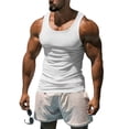 thumbnail image 1 of Fabrcox Waffle Men's Compression Tank Top Crew Neck Mens Sleeveless Shirt Big and Tall Basic Breathable Outdoor Running Men's Muscle Shirts White XXL, 1 of 9