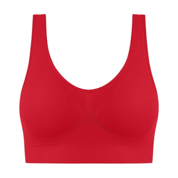 Fabrcox White Sports Bras for Women Seamless Sports Bralettes with Removable Pads Comfortable Workout Fitness Yoga Full Coverage Bras Red 36